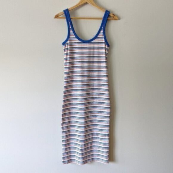 Zara cotton striped sleeveless multicoloured midi dress - Picture 1 of 6
